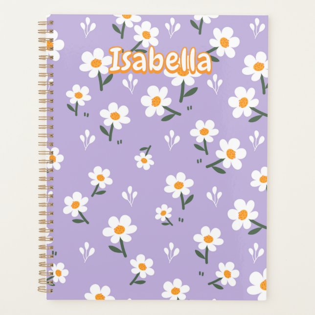 Lavender Daisy Floral Pattern Planer (Vorderseite)