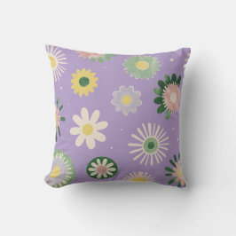 Lavender Daisy Floral Pillow Kissen