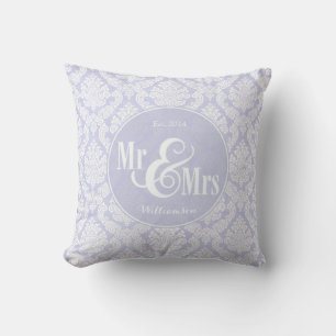Lavender Damask "Mr. & Mrs." Kissen, personalisier Kissen