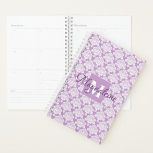 Lavender Damask Planner avec Monogramme et nom