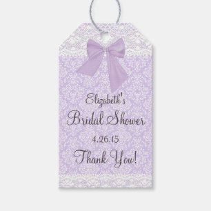 Lavender Damask und Lace Brautparty Guest Fevor Geschenkanhänger