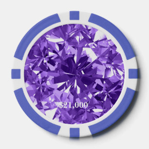 Lavender Diamond Gem Stone Poker Chip Strip Edge