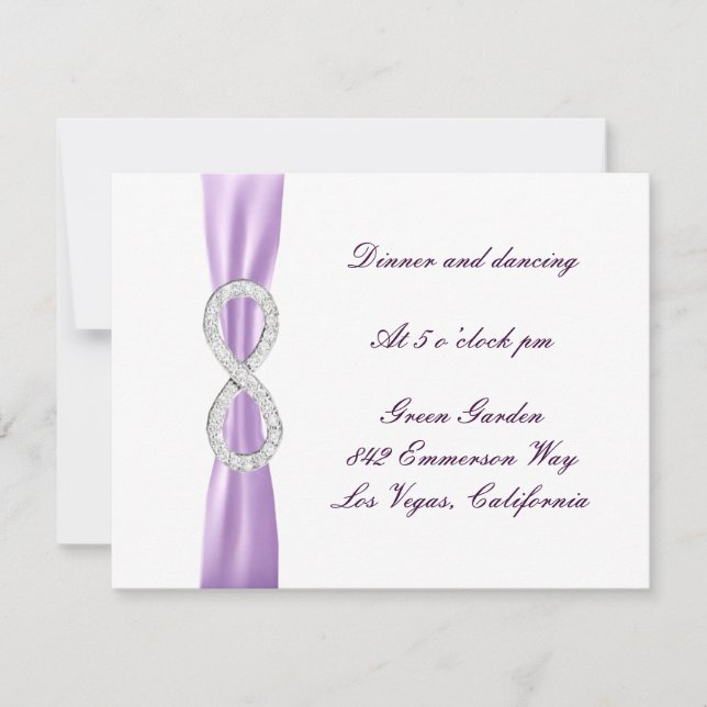 Lavender Diamond Infinity Wedding Reception Card Einladung (Vorderseite)