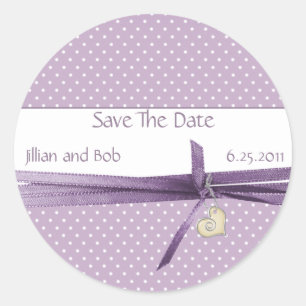 Lavender Dotted Swiss Save the Date Sticker