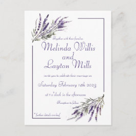Lavender Dreams : Carte postale Mariage aquarelle