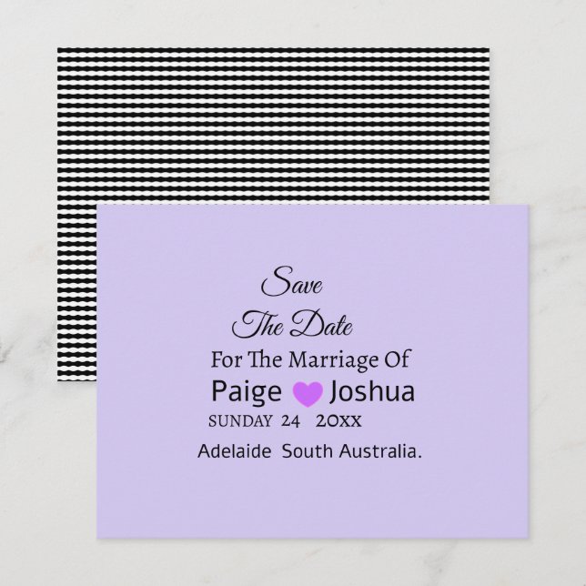 Lavender Drehung Moderne Typografie Hochzeit Ankündigung (Vorne/Hinten)