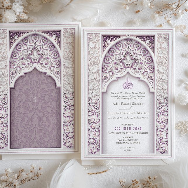 Lavender Elegance Ismic Wedding Einladung (Von Creator hochgeladen)