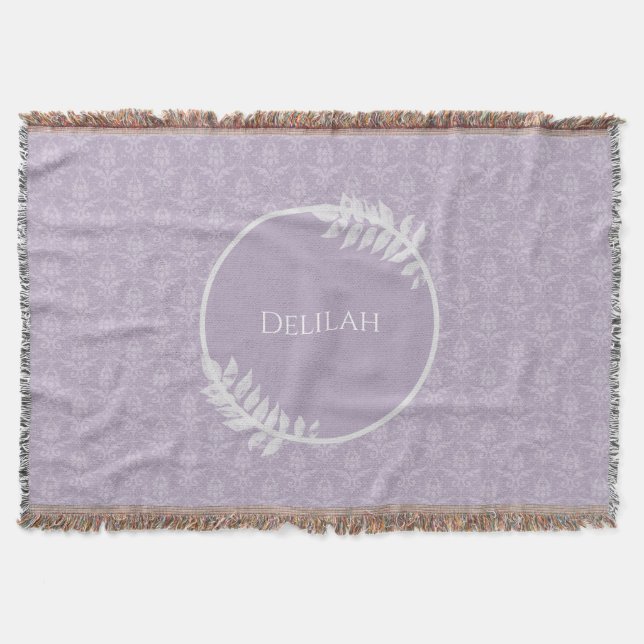 Lavender Elegant Damask Personalisiert Decke (Vorderseite)