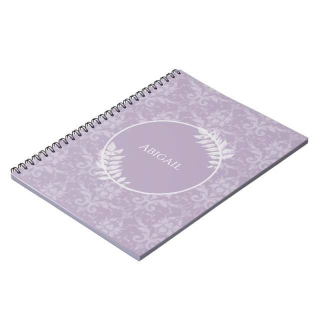 Lavender Elegant Damask Personalisiertes Notebook Notizblock (Linke Seite)