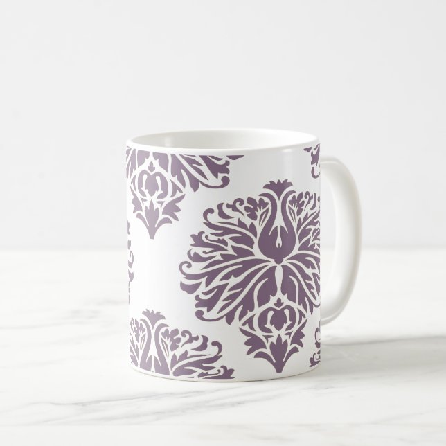 Lavender Elegant Damask Tasse (VorderseiteRechts)