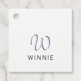 Lavender Elegant Initial Black Name | Modern Geschenkanhänger