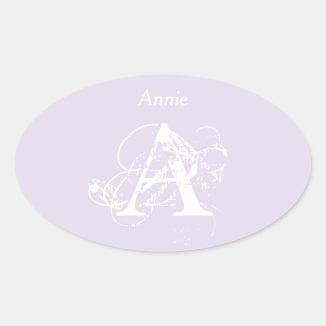 Lavender Elegant Modern Simple Typografy Monogra. Ovaler Aufkleber (Vorderseite)