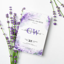 Lavender Elegante Wasserfarbe Monogram Brautparty