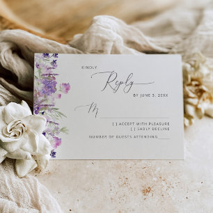 Lavender elegante Wildblumen Hochzeit RSVP-Karte RSVP Karte
