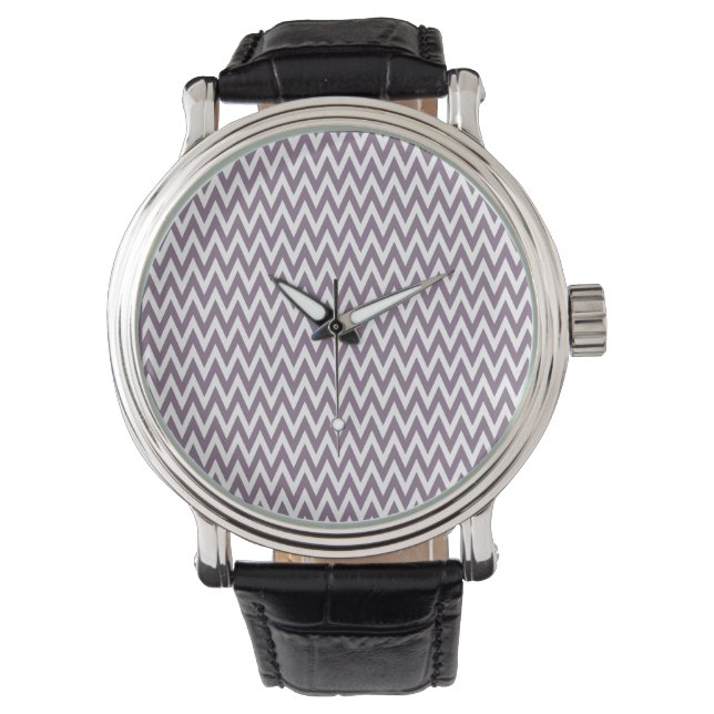 Lavender Elegantes Zickzack Design Armbanduhr (Vorderseite)