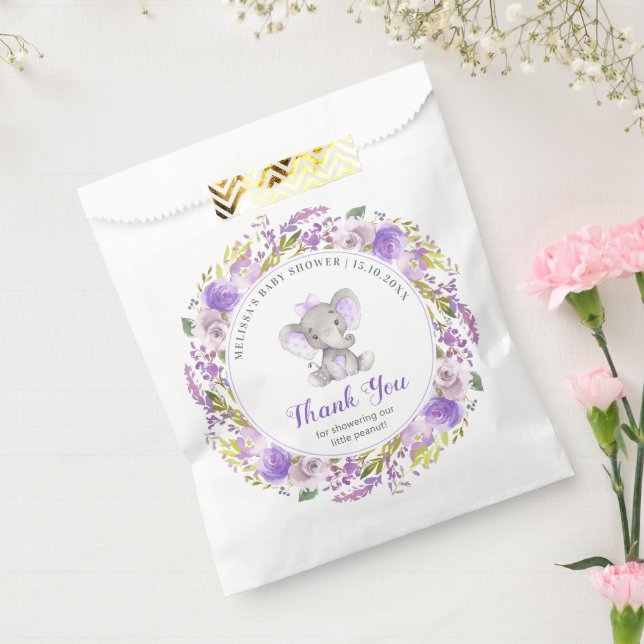 Lavender Elephant Baby Girl Shower Lila Guest Geschenktütchen (Versiegelt)
