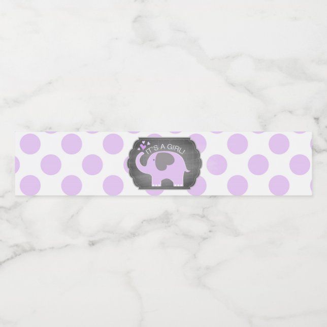 Lavender Elephant Girl Dot Baby Dusche (Einzelnes Label)