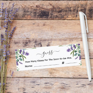 Lavender erraten, wie viele Küsse Brautparty Mini Visitenkarte