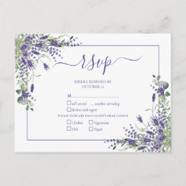 Lavender Eucalyptus Botanical Script Wedding RSVP Einladungspostkarte
