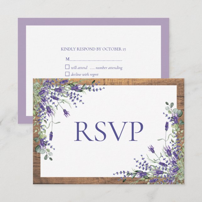 Lavender Eucalyptus Botanical Wedding RSVP (Devant / Derrière)