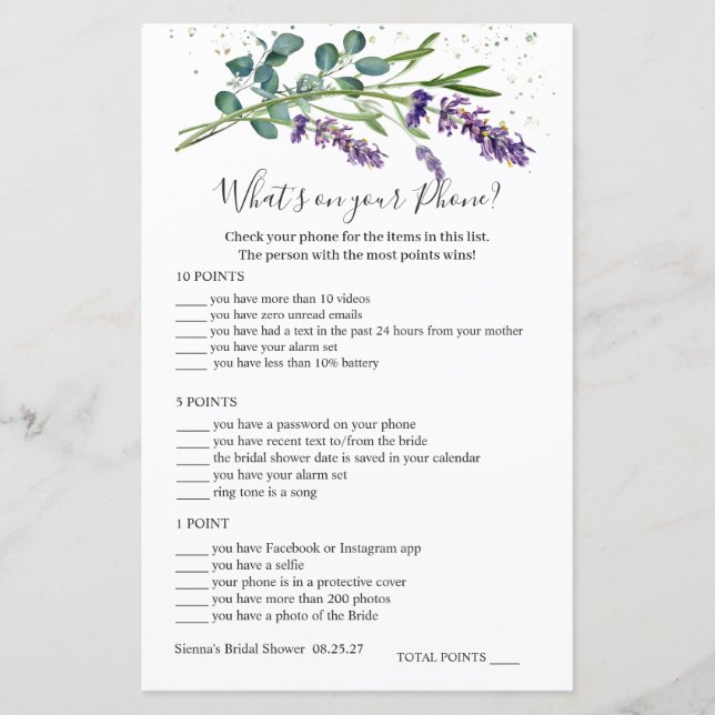 Lavender Eucalyptus Bridal Was ist auf Ihrem Telef (Vorderseite)