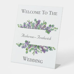 Lavender Eucalyptus Elegante Wedding Welcome Sign Sockelschild
