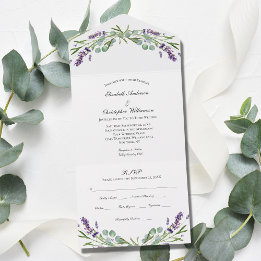 Lavender Eucalyptus Floral Trifold Wedding All In One Einladung
