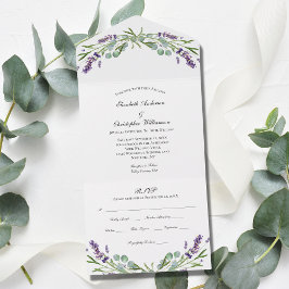 Lavender Eucalyptus Floral Trifold Wedding All In One Einladung