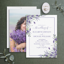 Lavender Eucalyptus Greenery Photo Wedding Einladung
