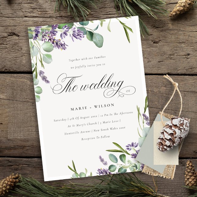 Lavender Eucalyptus Leafy Bunch Wedding Einladung (Von Creator hochgeladen)