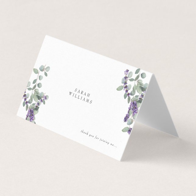 Lavender Eucalyptus Mariage Table Carte Place (Front)