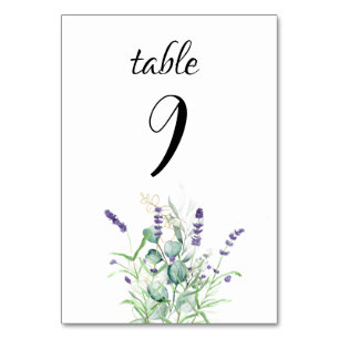 Lavender Eucalyptus Purple Flowers Wedding Tischnummer