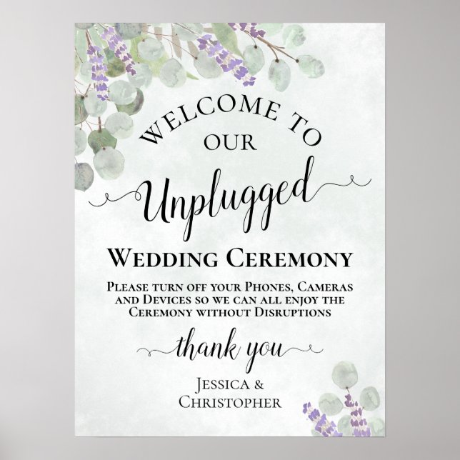 Lavender Eucalyptus Unplugged Wedding Zeremony Poster (Vorne)