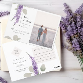 Lavender Eucalyptus Verlasse Foto Save the Date Postkarte
