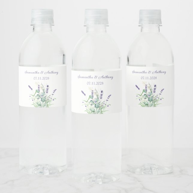 Lavender Eucalyptus Watercolor Kräuter Wedding (Flaschen)