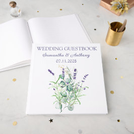 Lavender Eucalyptus Watercolor Kräuter Wedding Gästebuch