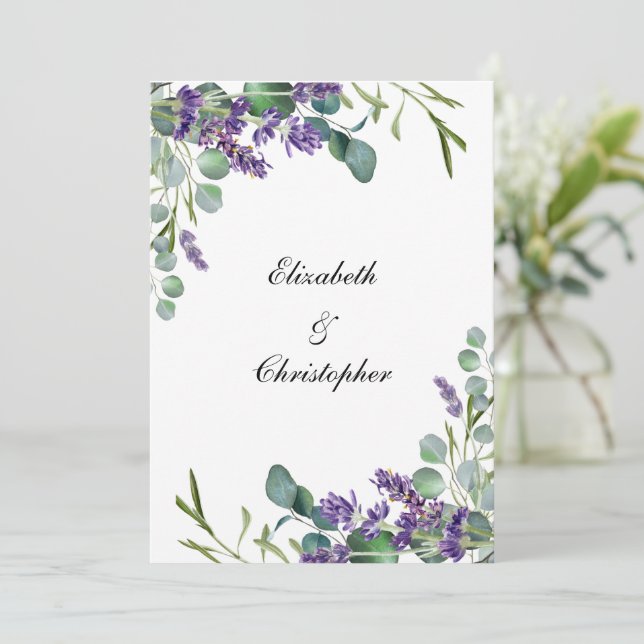 Lavender Eucalyptus Wedding Main Table Cards (Stehend Vorderseite)