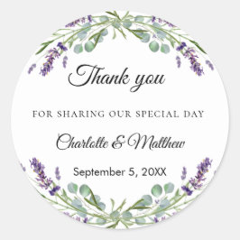 Lavender eucalyptus wedding thank you runder aufkleber
