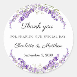 Lavender eucalyptus wedding thank you runder aufkleber