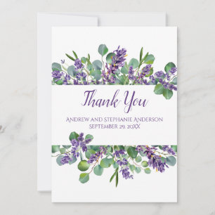 Lavender Eukalyptus Floral Botanische Hochzeit Dankeskarte