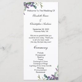 Lavender Eukalyptus Floral Botanische Hochzeit Menükarte