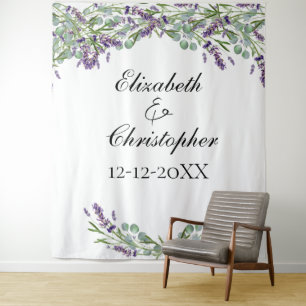 Lavender Eukalyptus Floral Wedding Foto Hintergrun Wandteppich