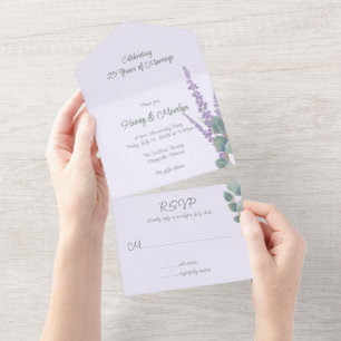 Lavender Eukalyptus-Jubiläum-Party All In One Einladung