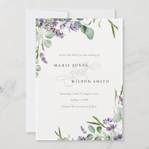 Lavender Eukalyptus Leafy Bunch Save the Date Card Dankeskarte