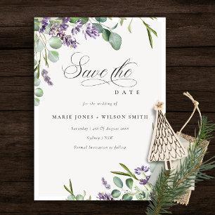 Lavender Eukalyptus Leafy Bunch Save the Date Card Dankeskarte