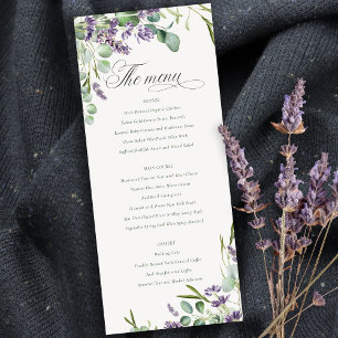 Lavender Eukalyptus Leafy Bunch Wedding Menu Card Einladung