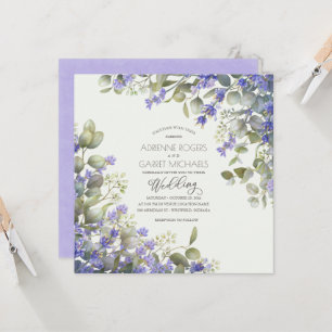 Lavender & Eukalyptus Square Wedding Einladung