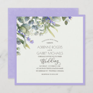Lavender & Eukalyptus Square Wedding Einladung