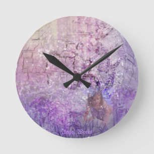 Lavender Fairy Runde Wanduhr