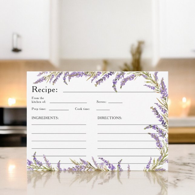 Lavender Fall Blütenfarbenrezept Begleitkarte (Lavender Fall floral watercolor bridal recipe Enclosure Card)